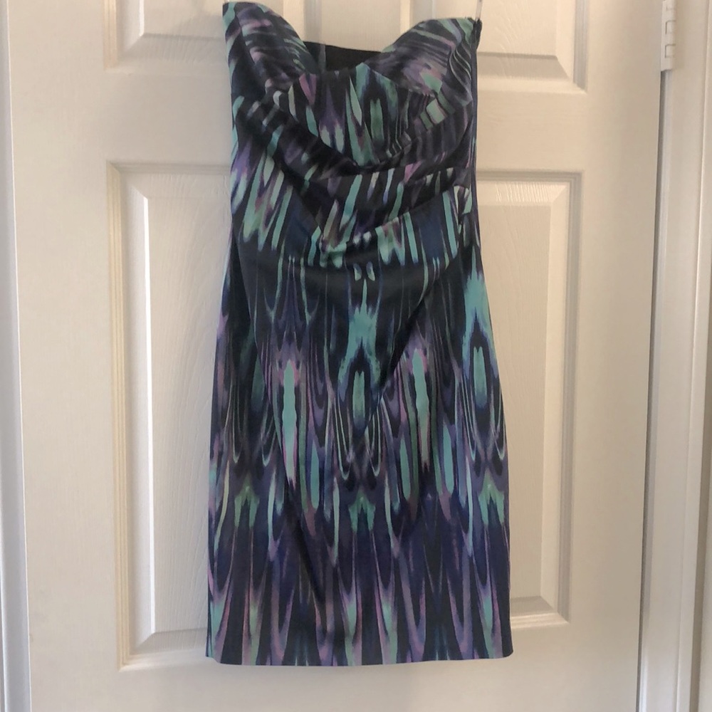 Karen Millen Multi/Purple Strapless Dress